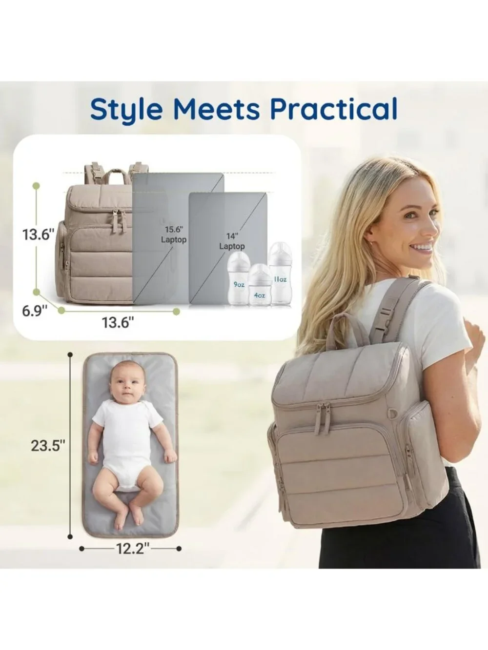 Stylish Brown Diaper Bag Backpack for Moms & Dads | Spacious Baby Bag with